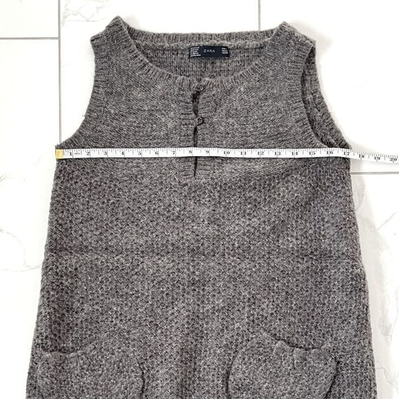 Zara/ Wool blend/ Mohair/ Knit/ Grey/  Stretchy/ Midi dress/ Size US M - Picture 13 of 14